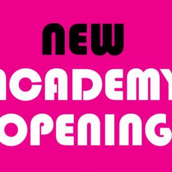 New academy opening sign.